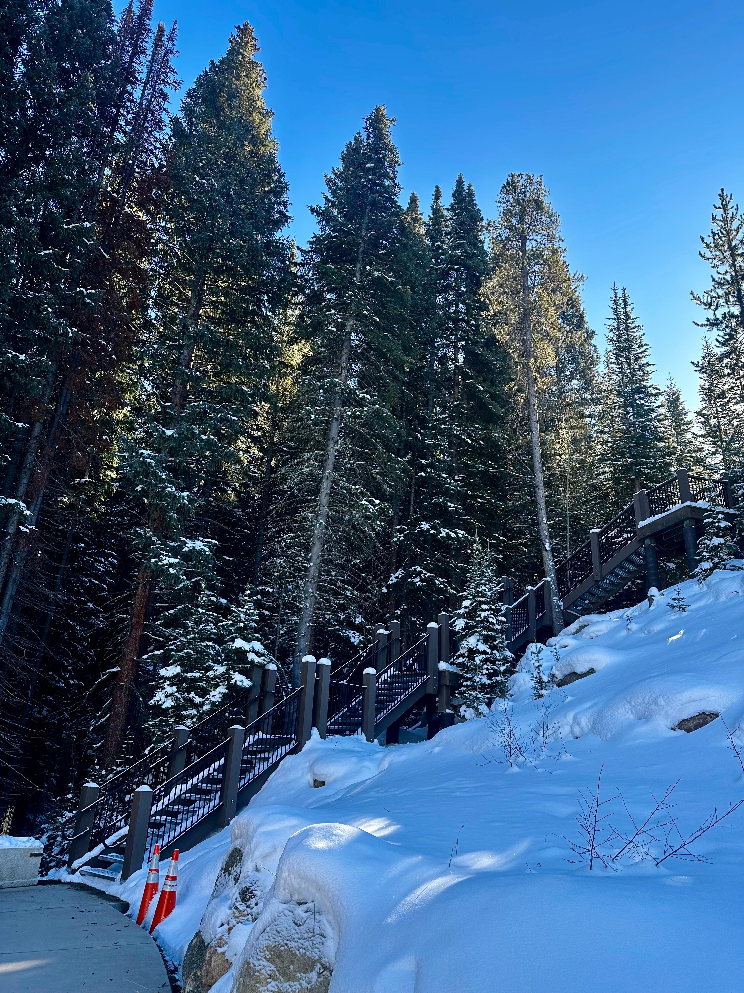 The steep 72 steps to climb up to the trail. 