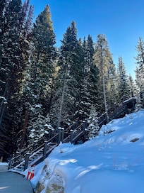 The steep 72 steps to climb up to the trail.