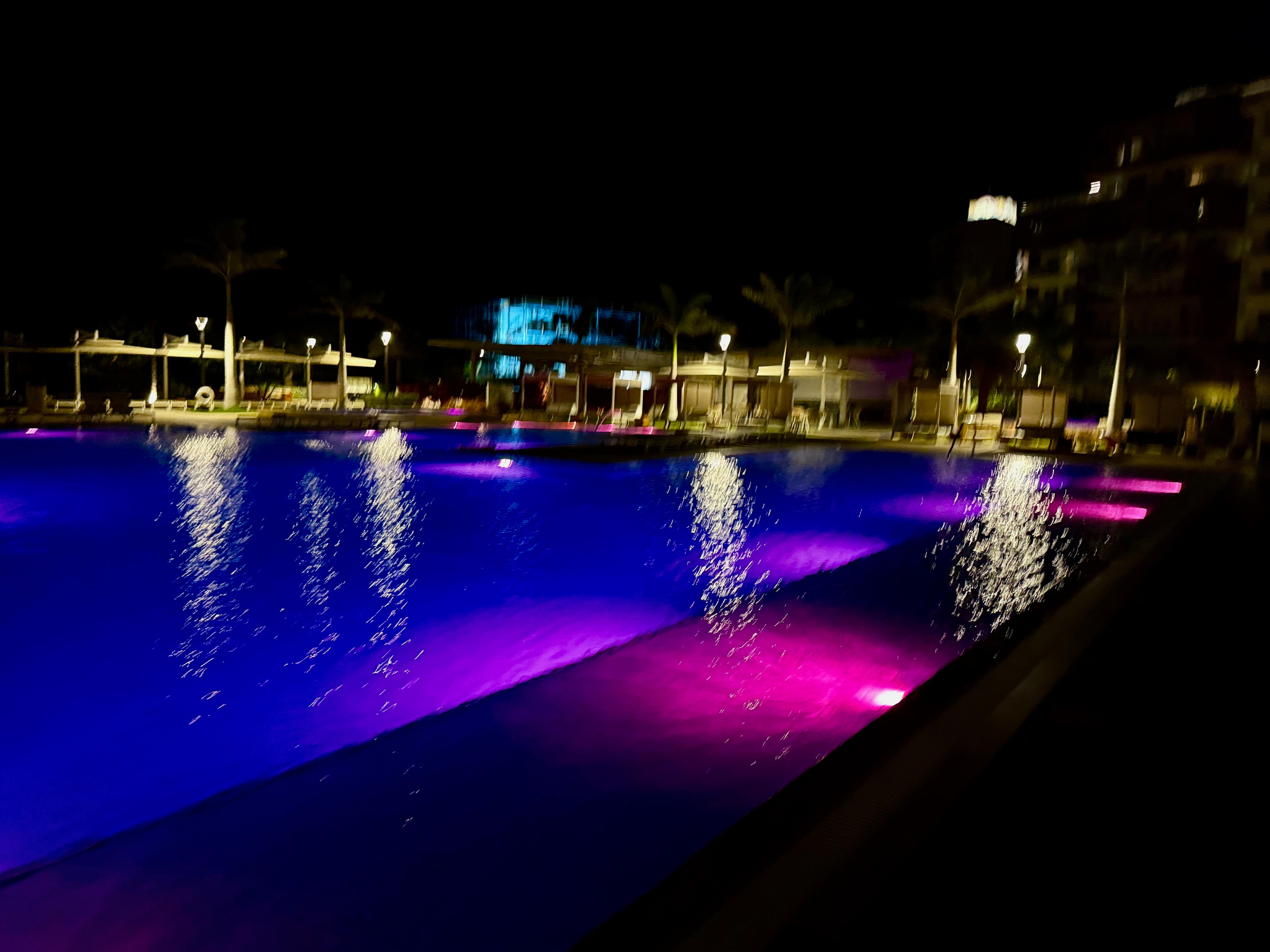 Pool area at night