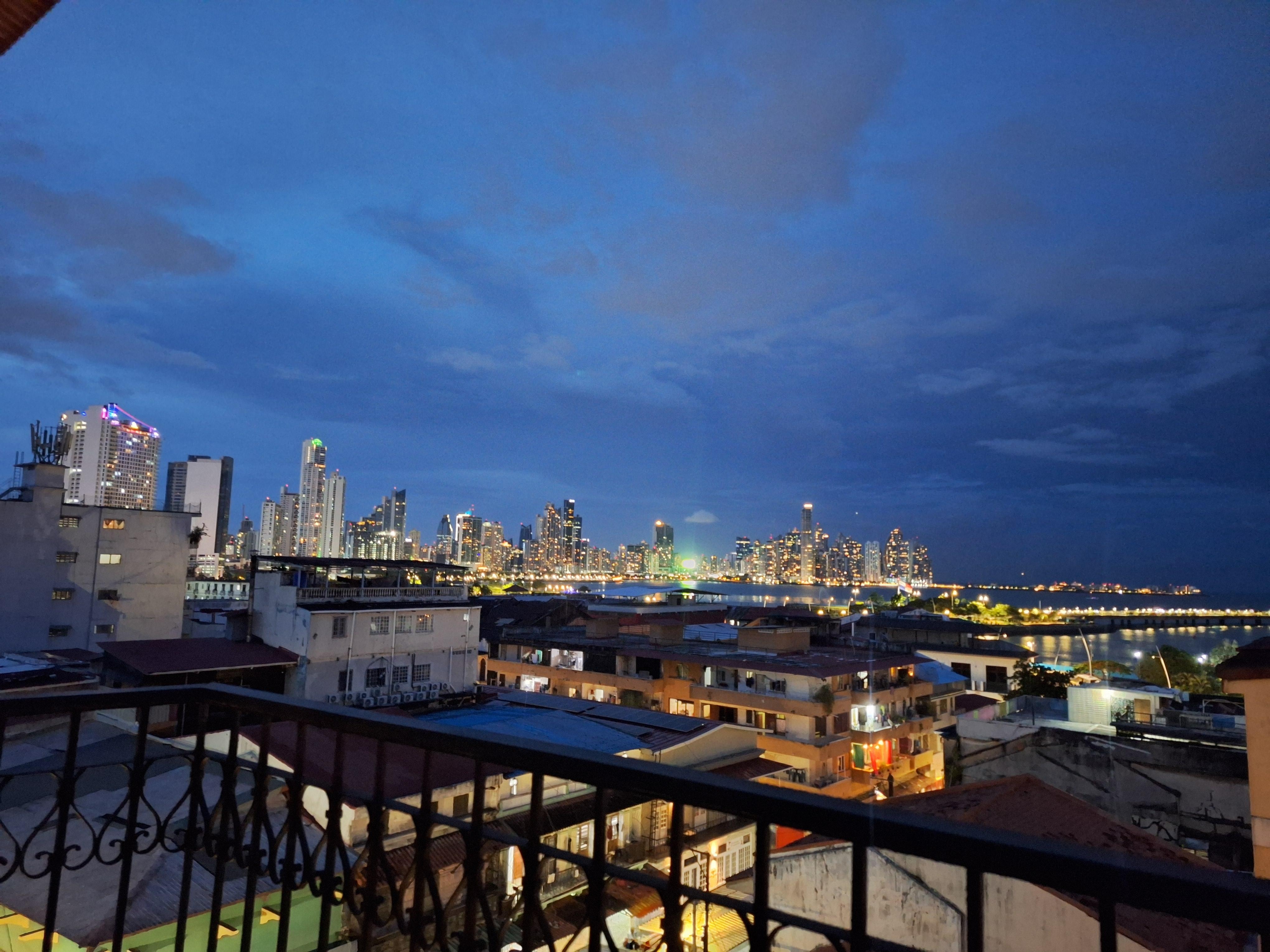 View from the balcony at night.