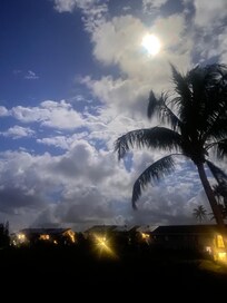 Nearly full moon shot from the balcony.