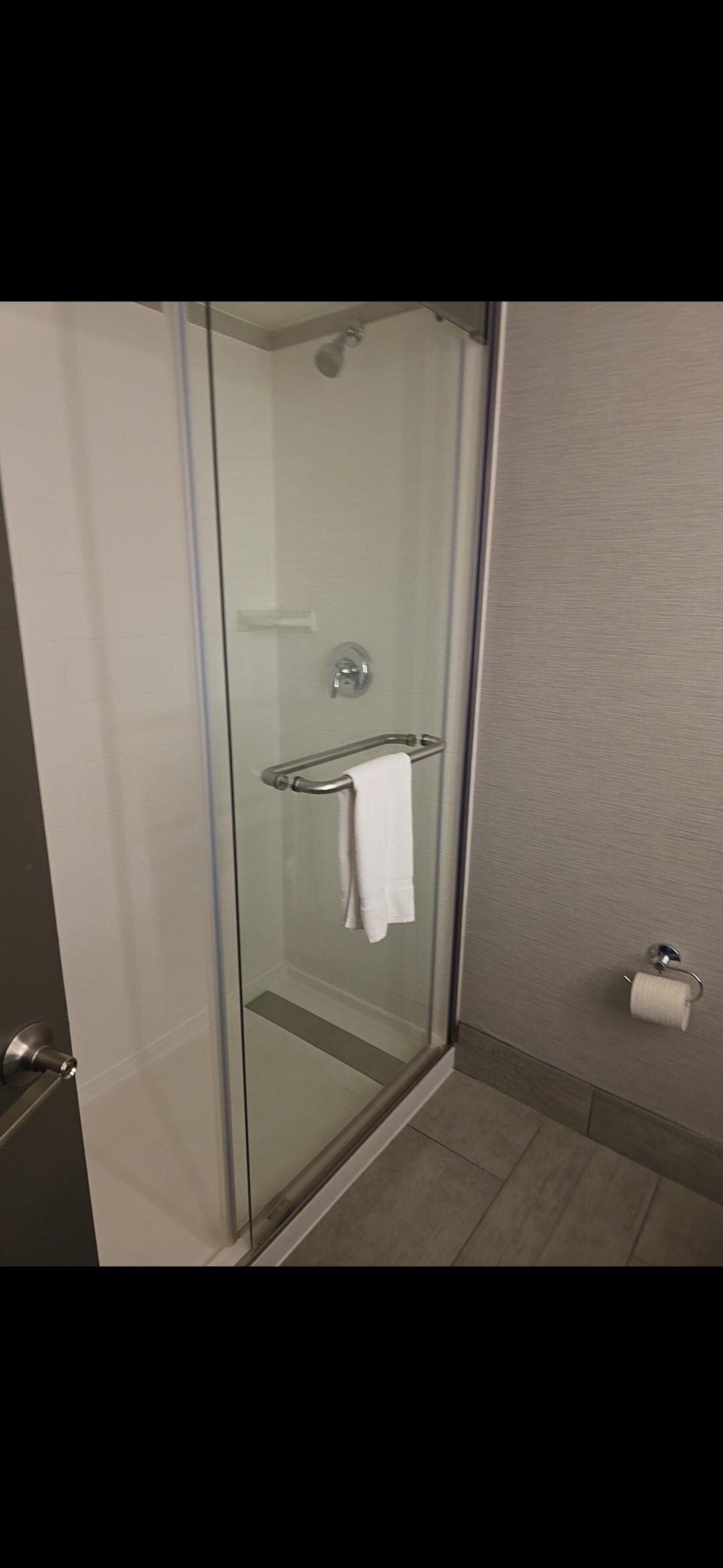 Shower was clean, door wouldn't stay put for long. 