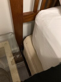 Mouse droppings on the corner of the boxspring