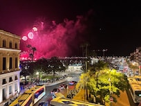 Blick aus der Wohnung auf das Feuerwerk am 15.8.