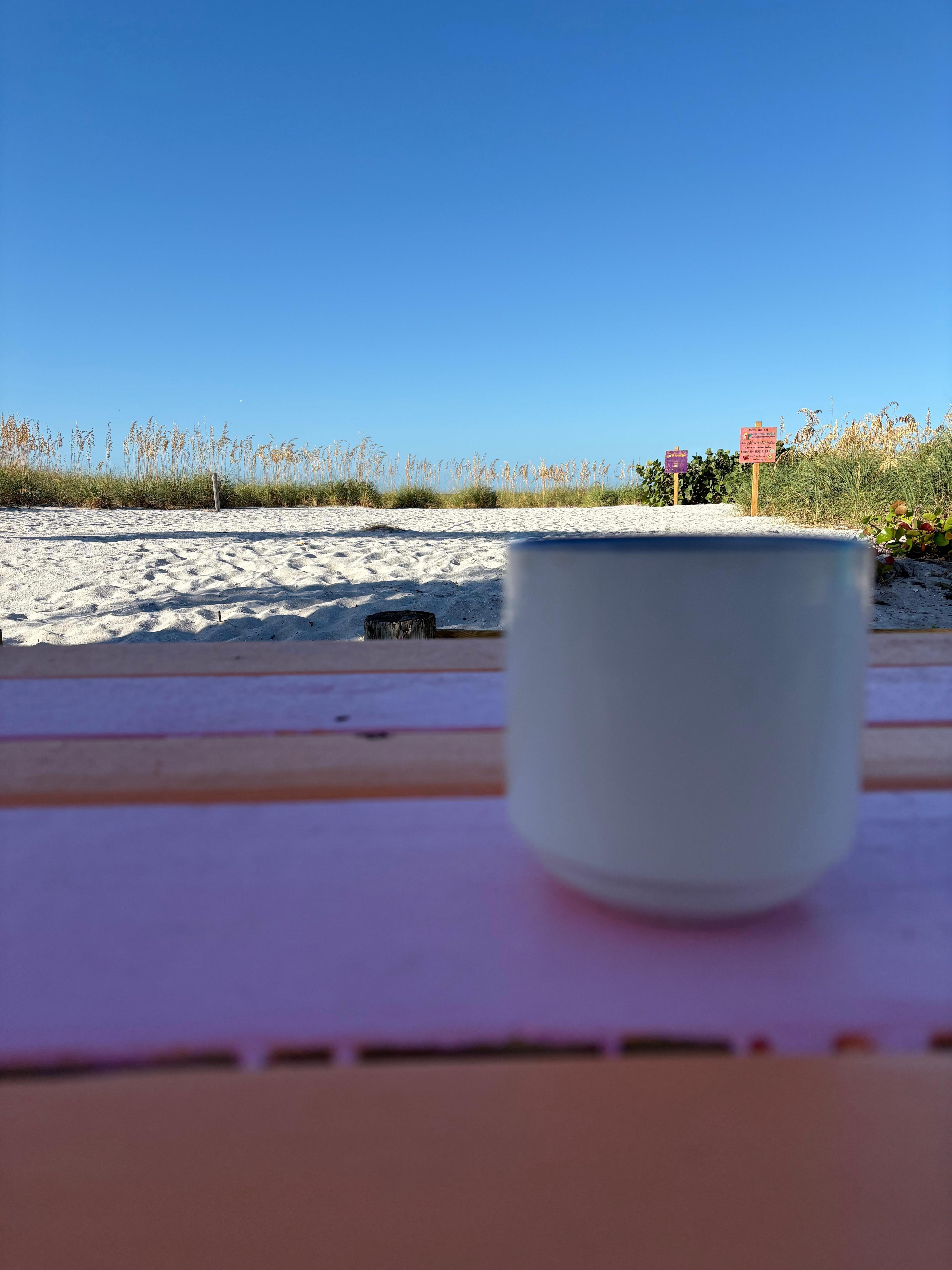 Coffee on the patio with a view of the ocean!