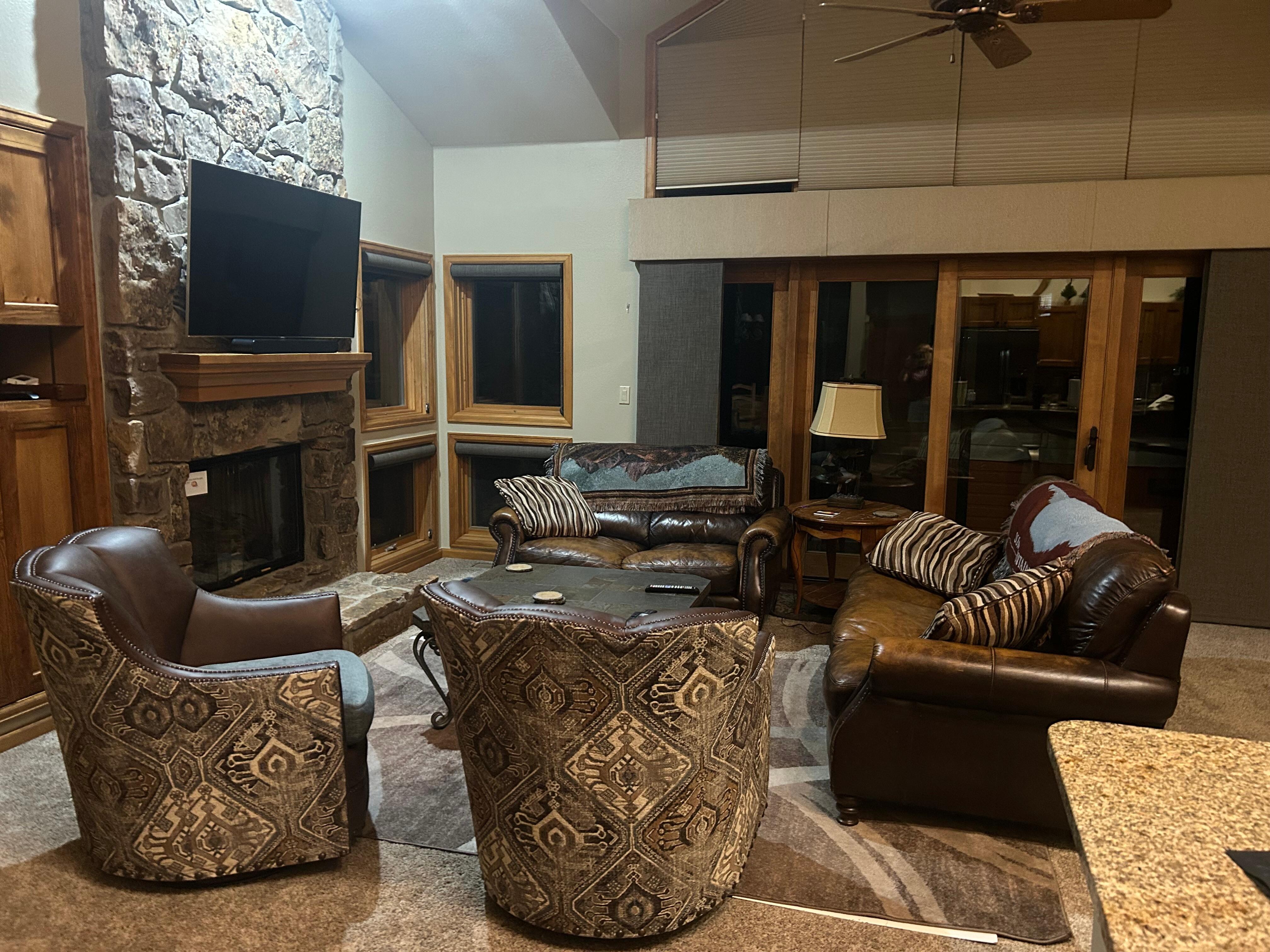 Cozy living room with rocking chairs.