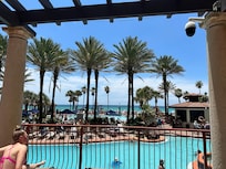 View from the upper lounging area at the pool.