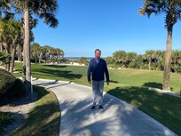 Walking along the golf course