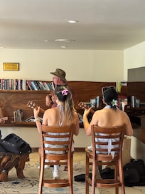 Complimentary ukulele lessons for any guests interested.