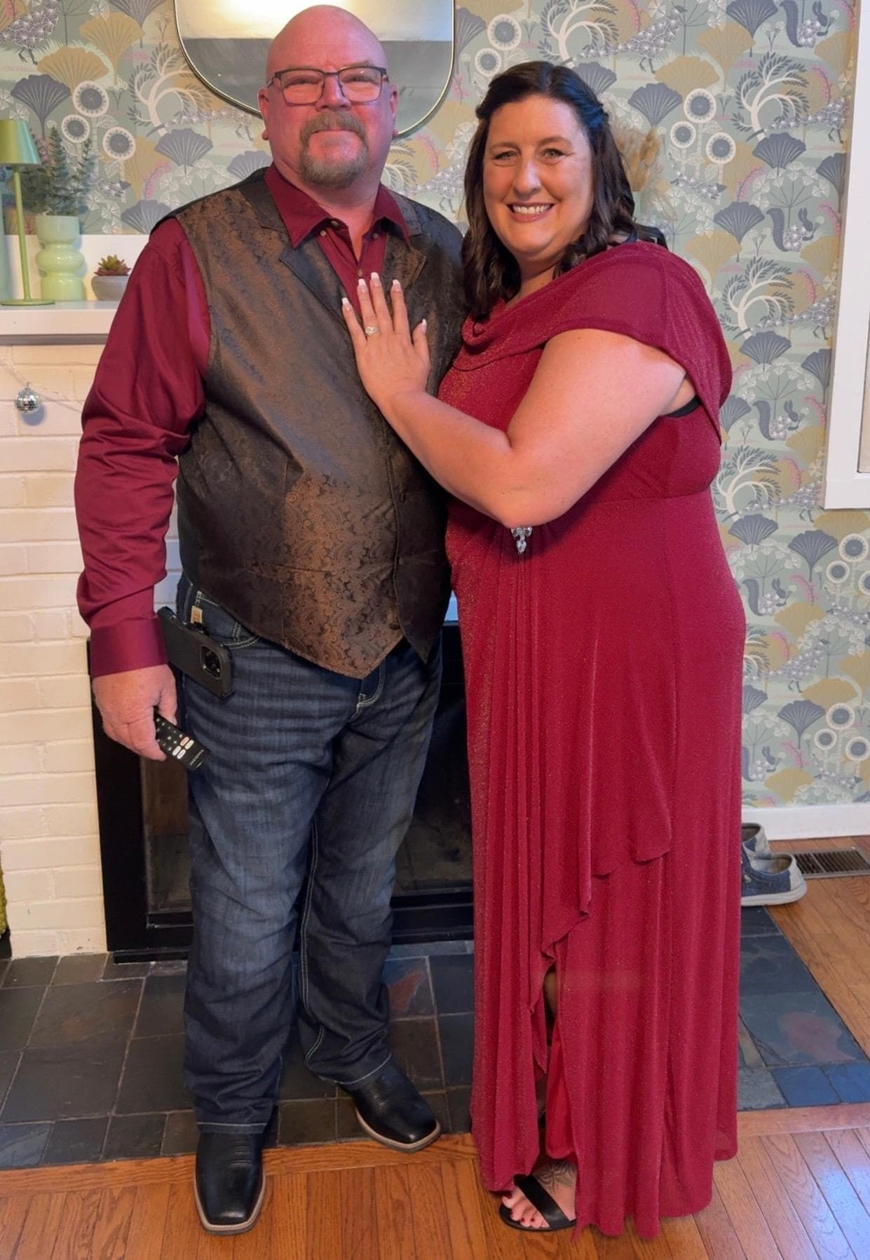 My husband and I ready for our daughter’s wedding