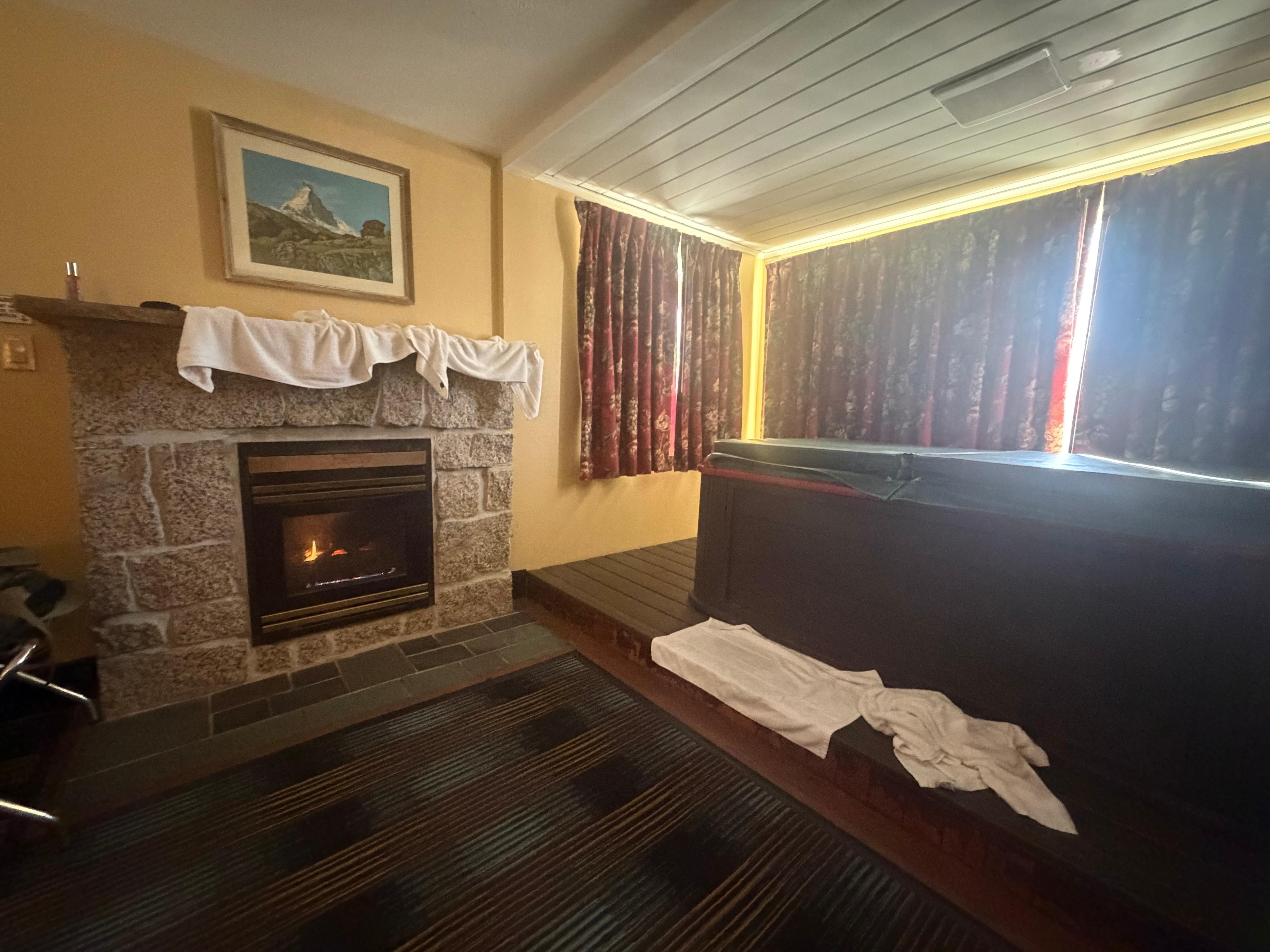 View from couch to hot tub