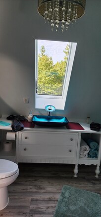Bathroom with plush towels.