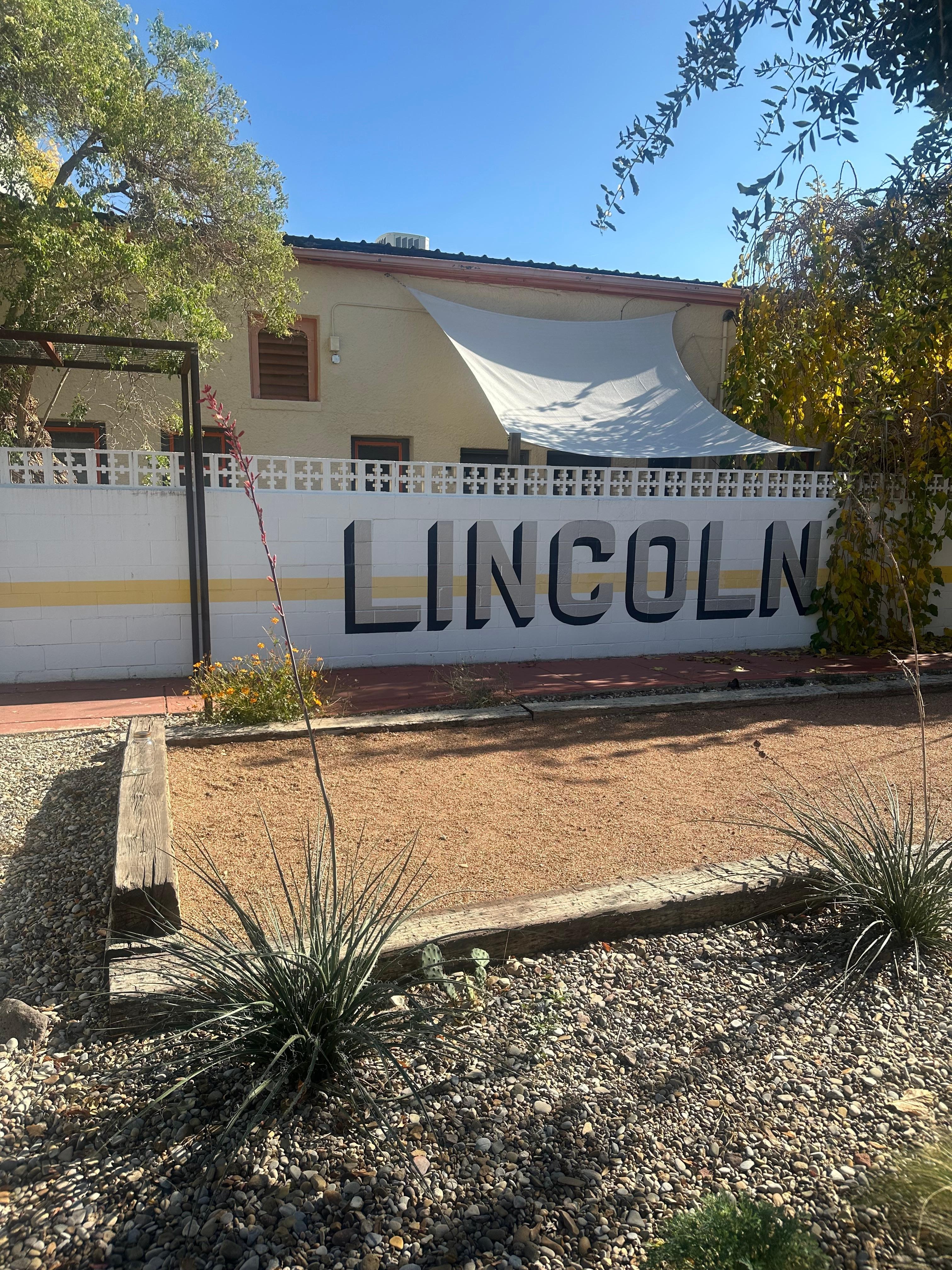 Outside of the property.