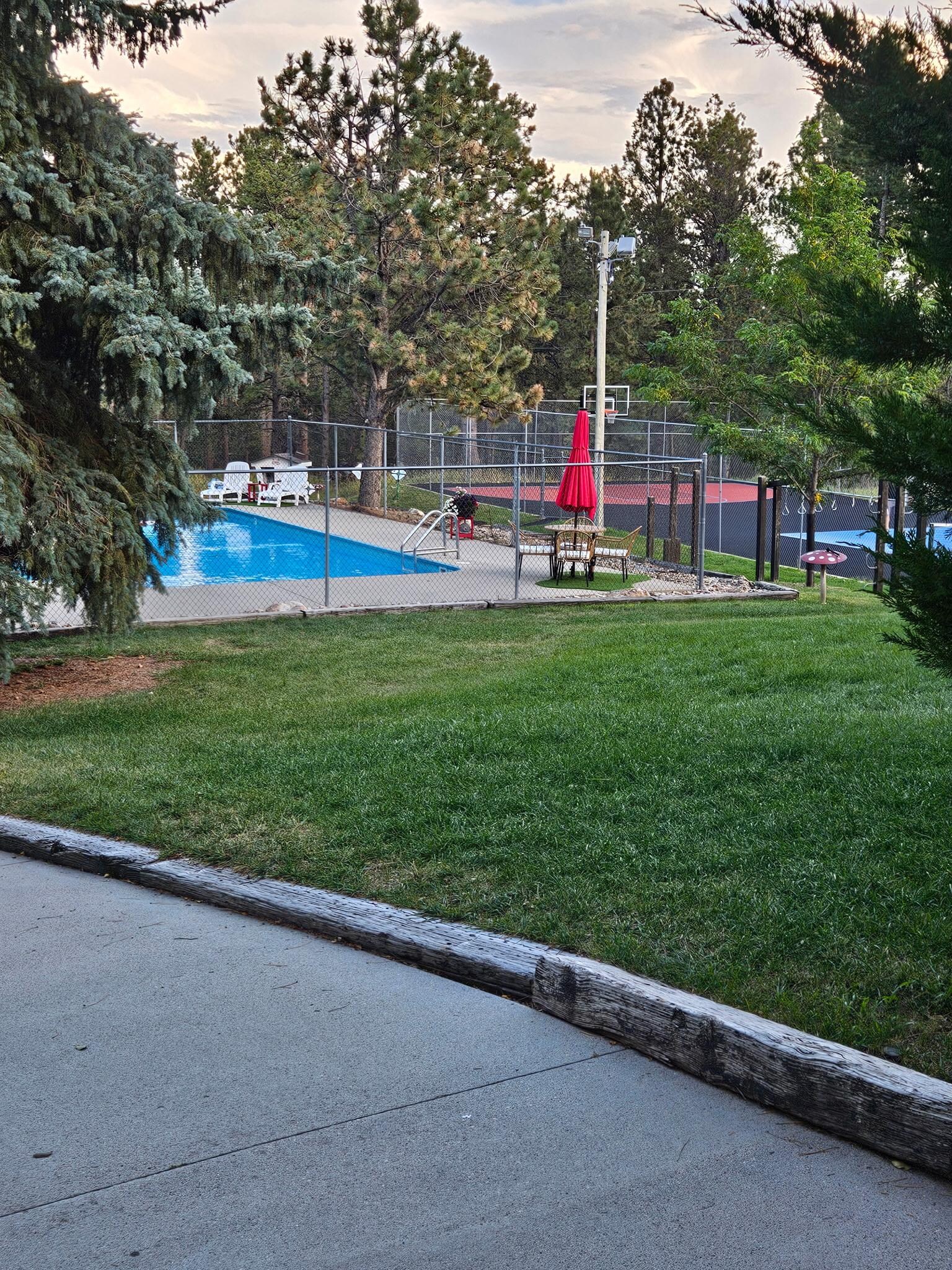 Swimming pool and tennis court