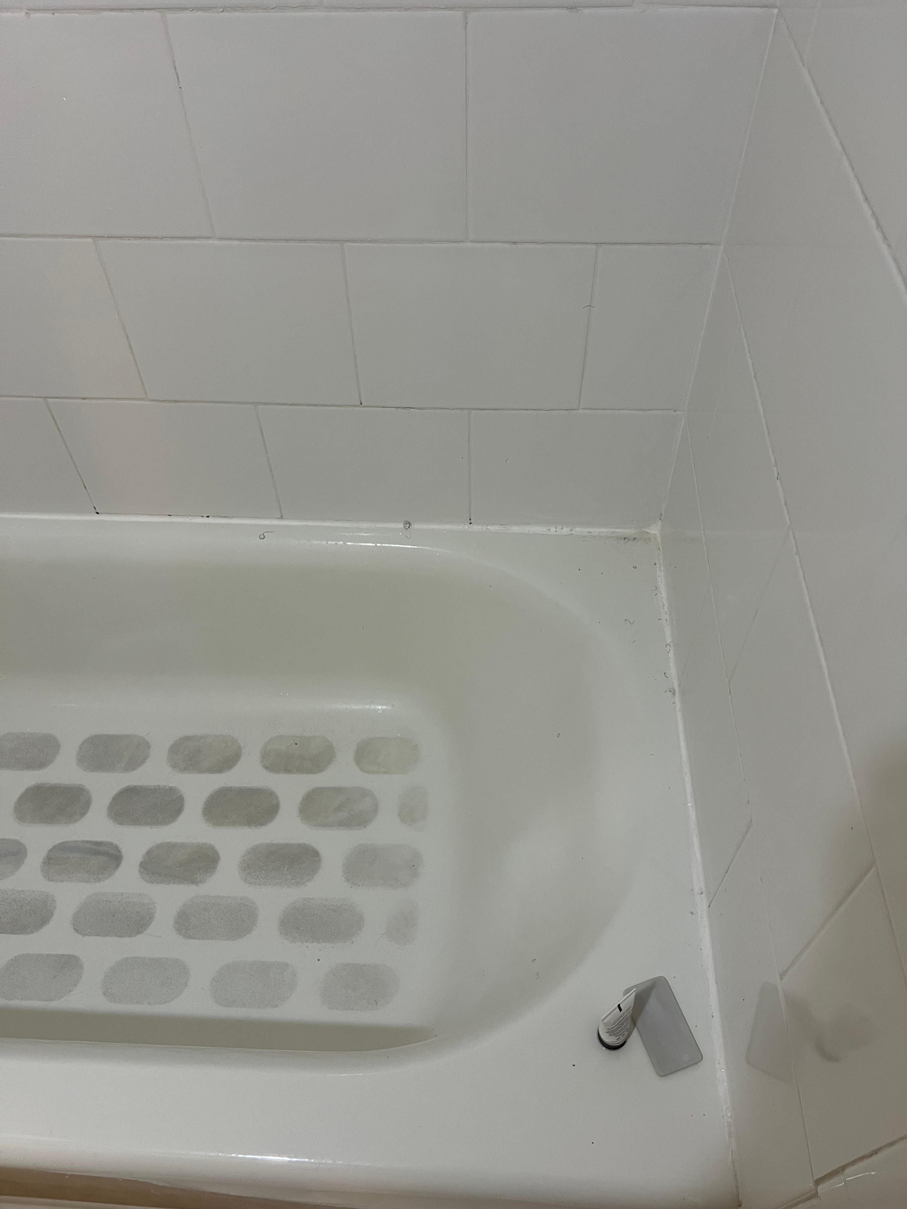 Hair in tub and looks dirty 