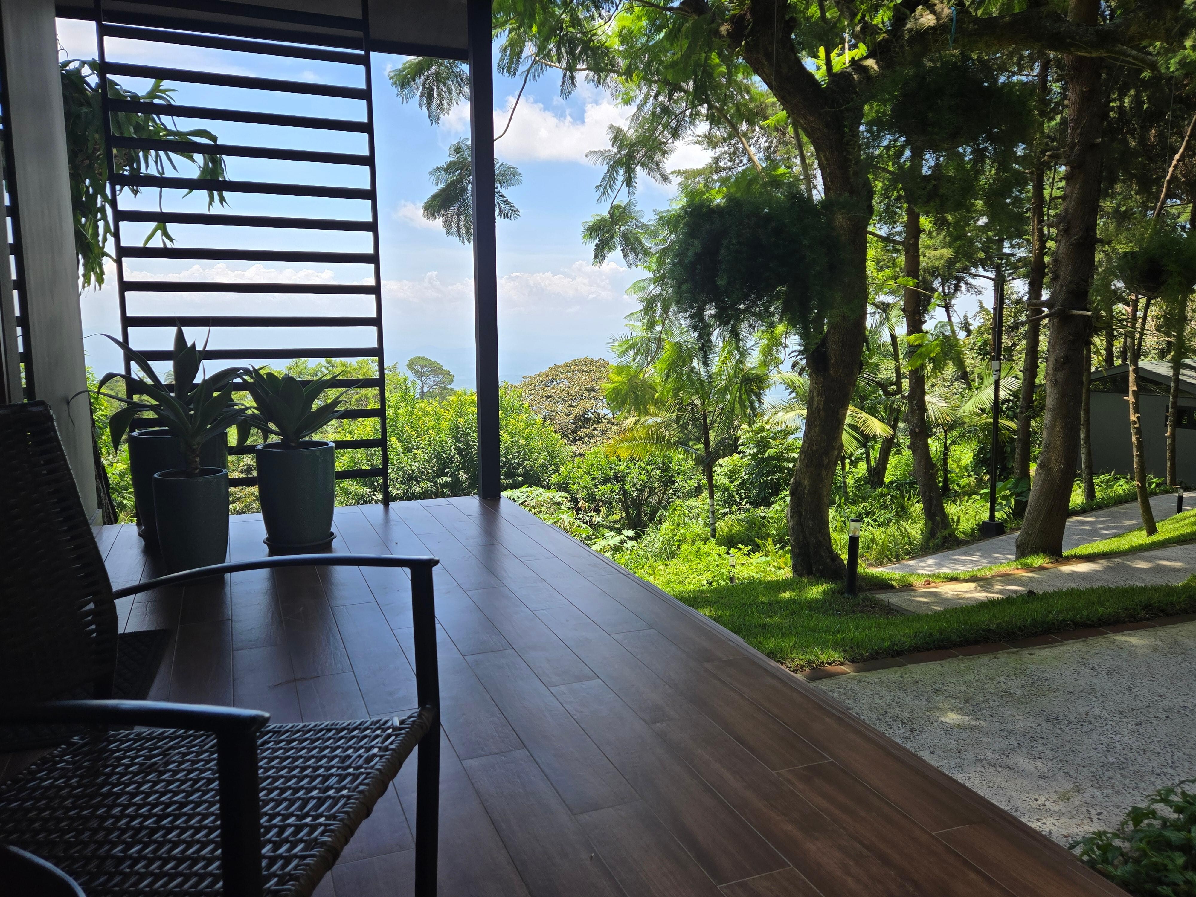 Look at the view while sitting on the porch