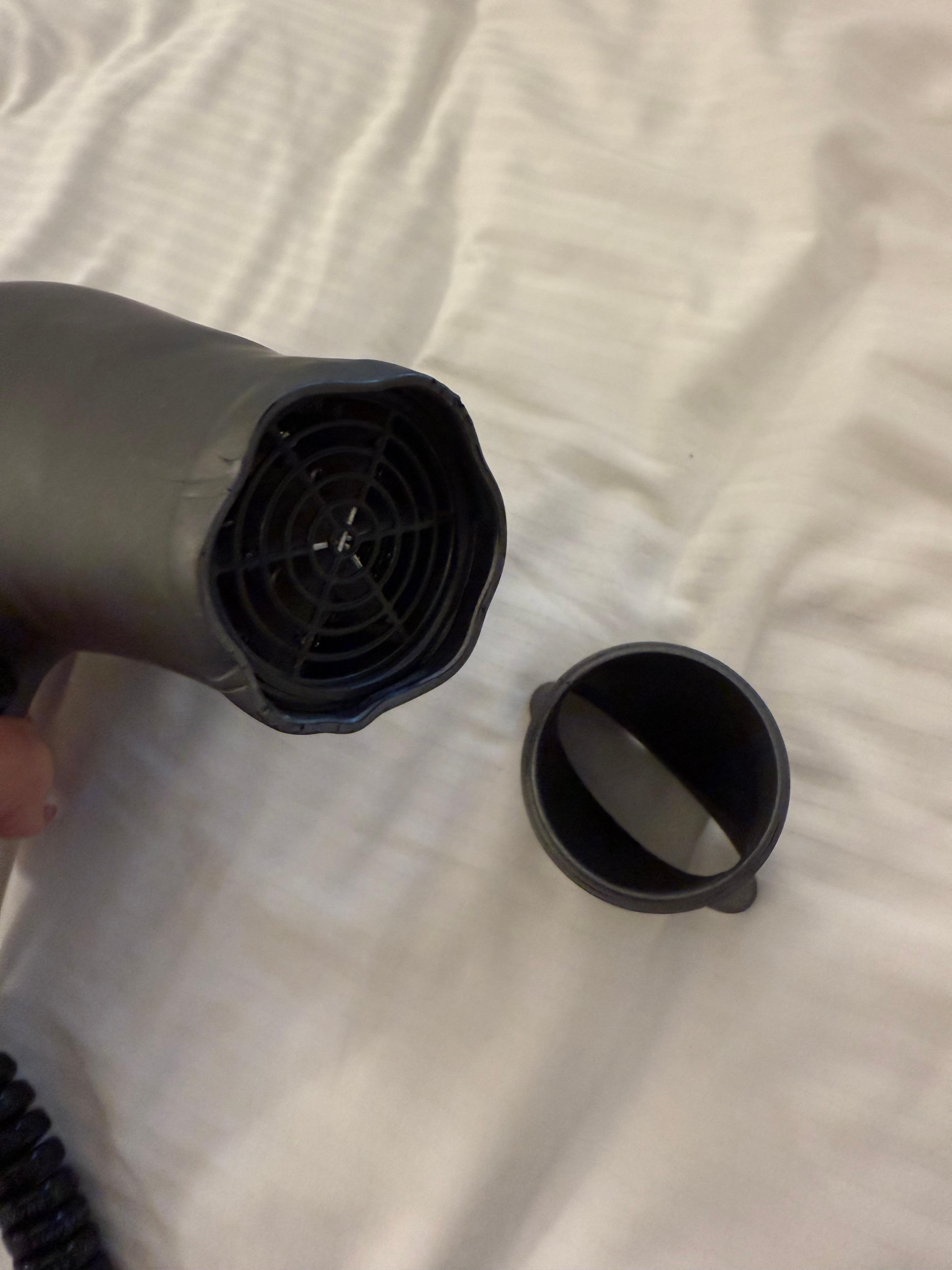 The hair dryer was burnt and I couldn’t use the attachment 