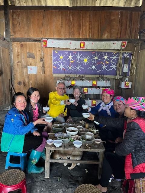 Lunch in the Red Hmong village with rice wine