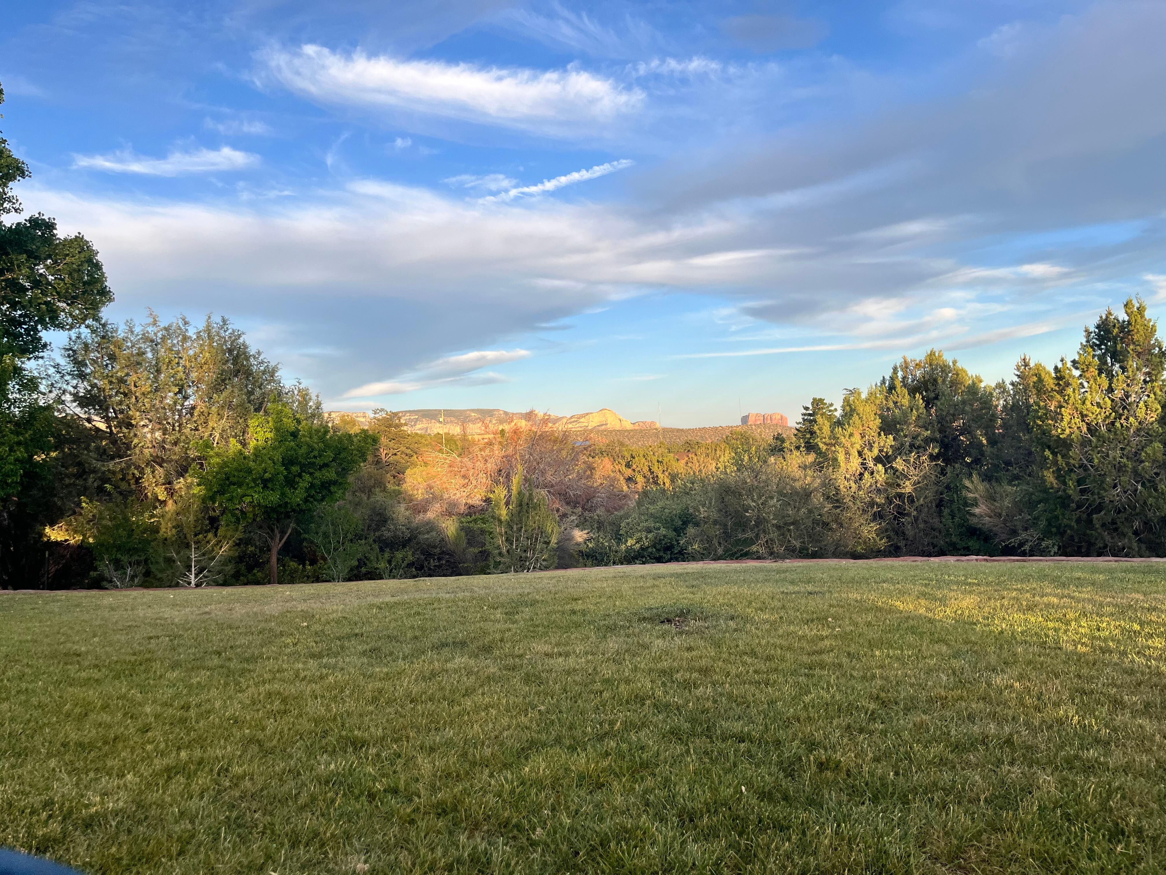 Evening view from the patio. 