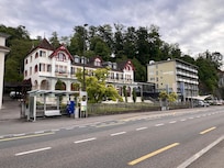 The older and newer parts of the property.