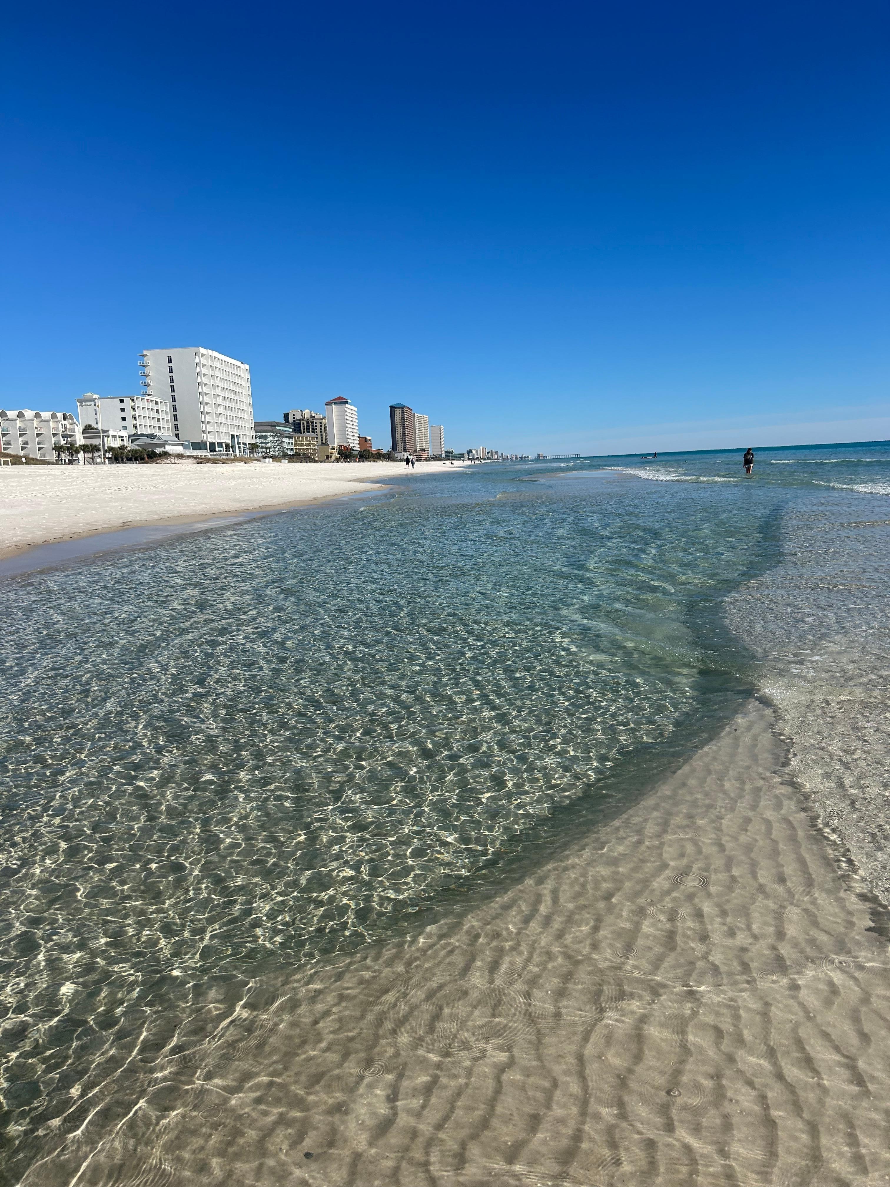 In the water in front of unit 
