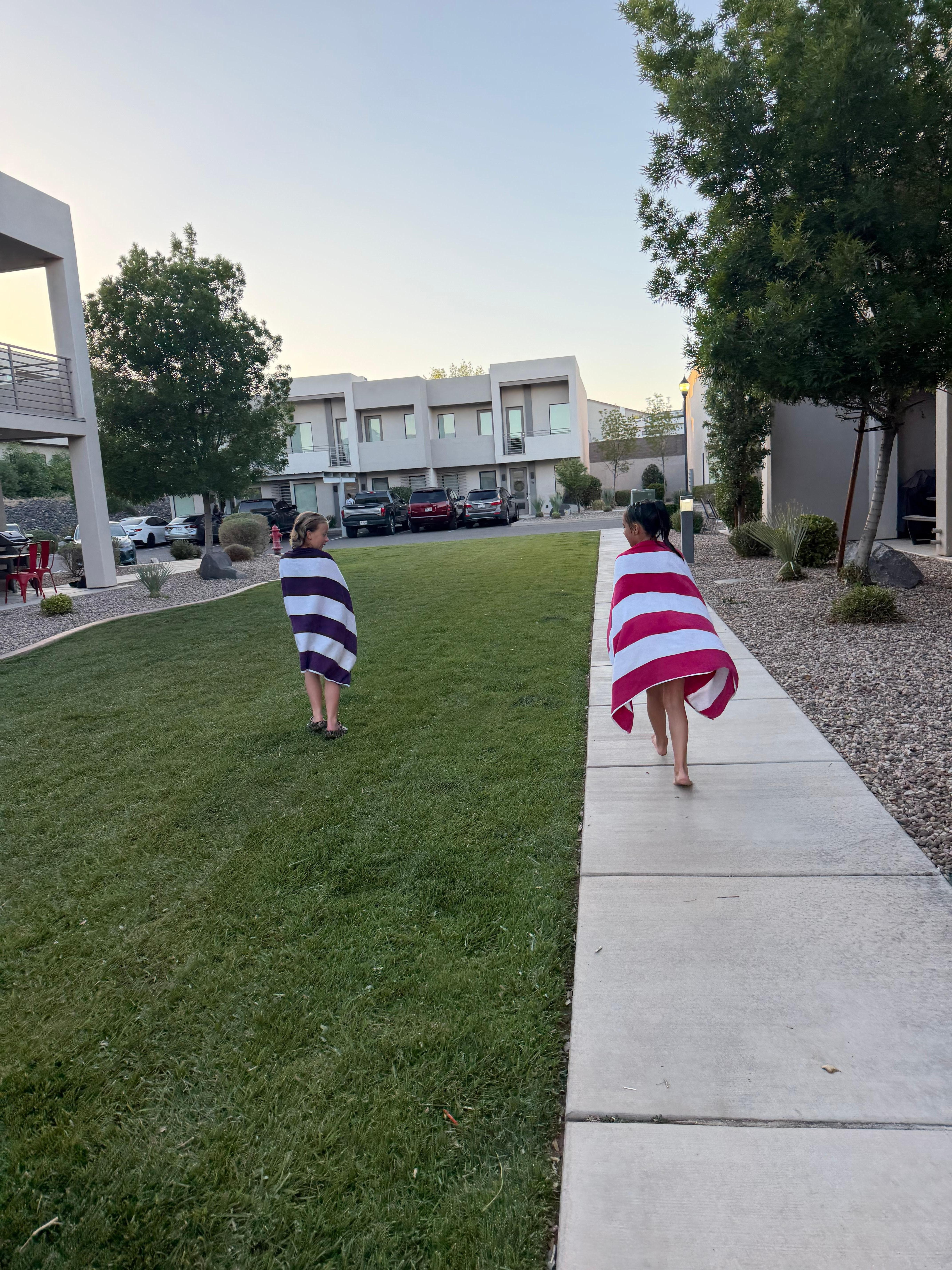 Close walk to pool. Across the parking lot down the sidewalk 
