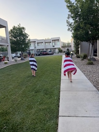 Close walk to pool. Across the parking lot down the sidewalk