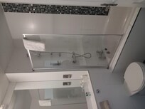 Clean bathroom with powerful shower