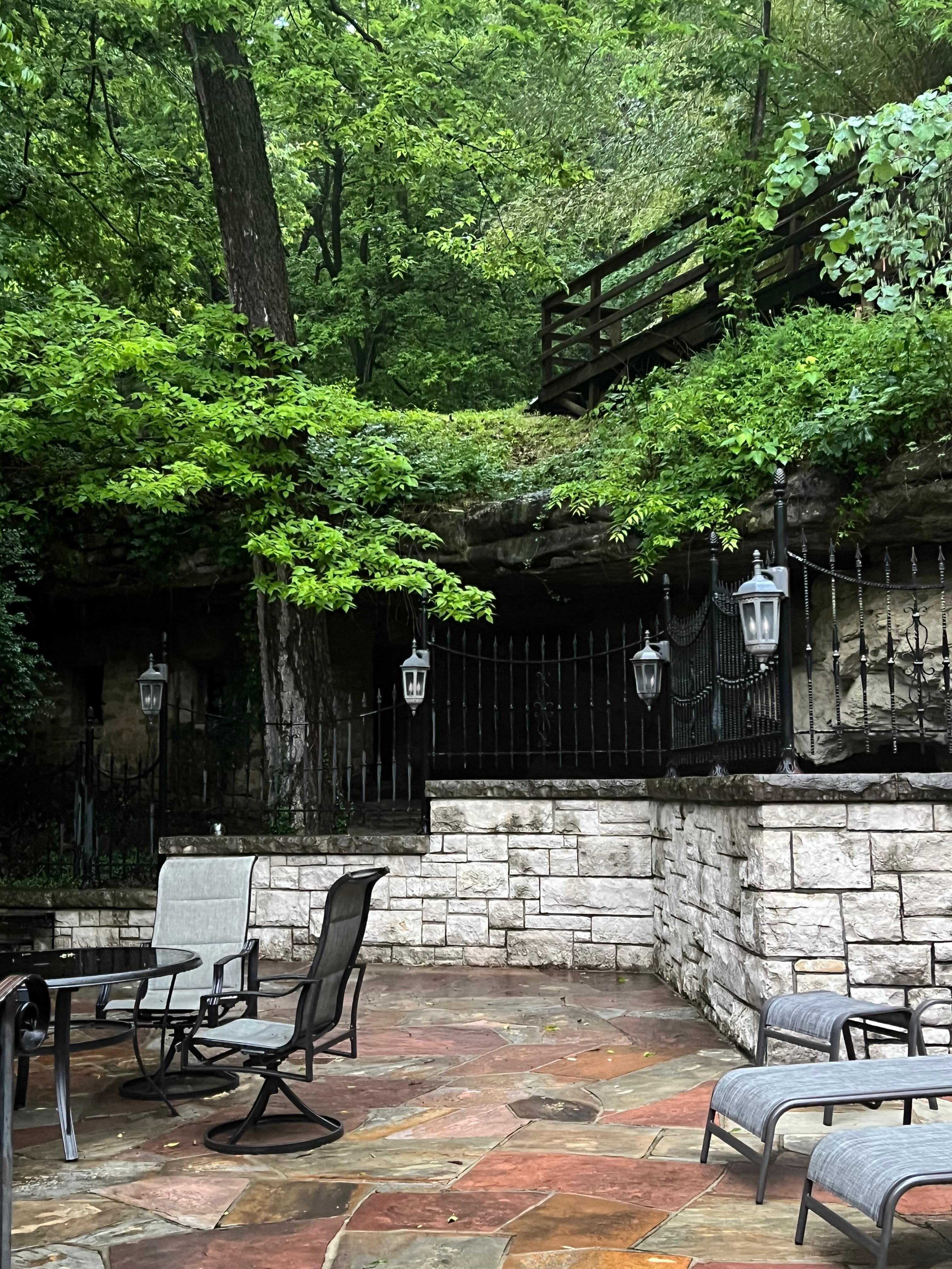 The cave behind patio