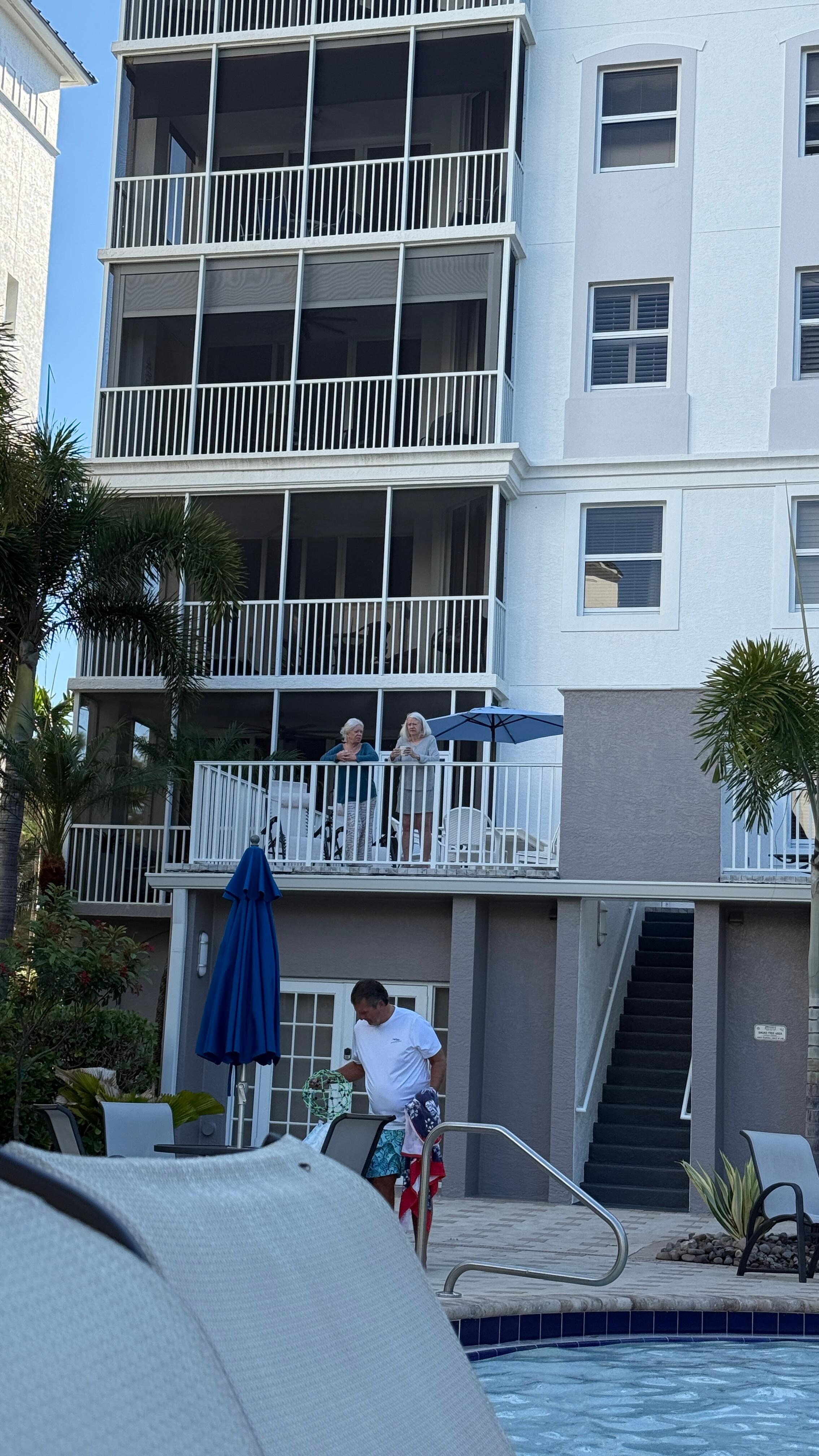 The private patio with direct access to pool deck 