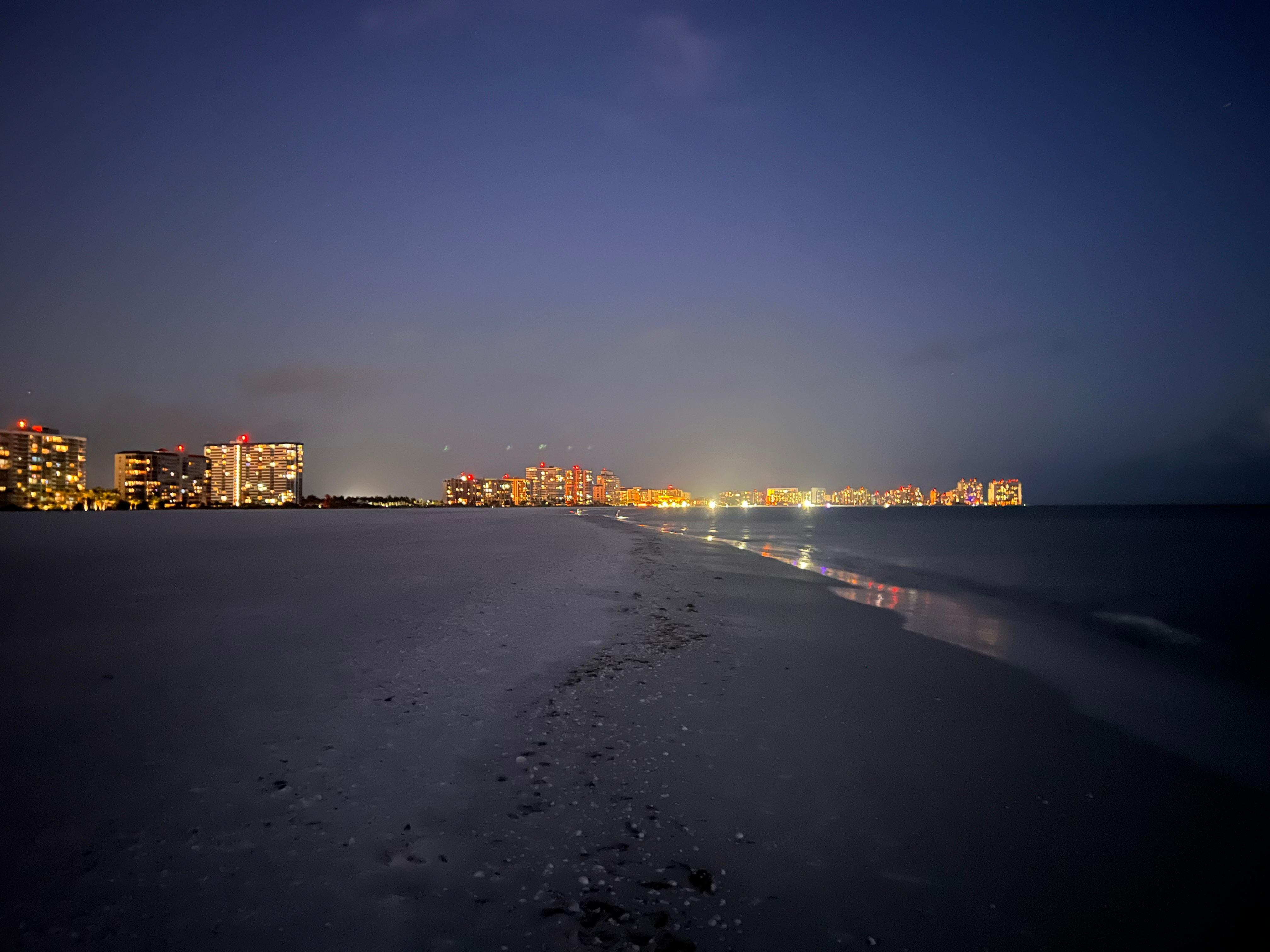 On the beach just after sunset