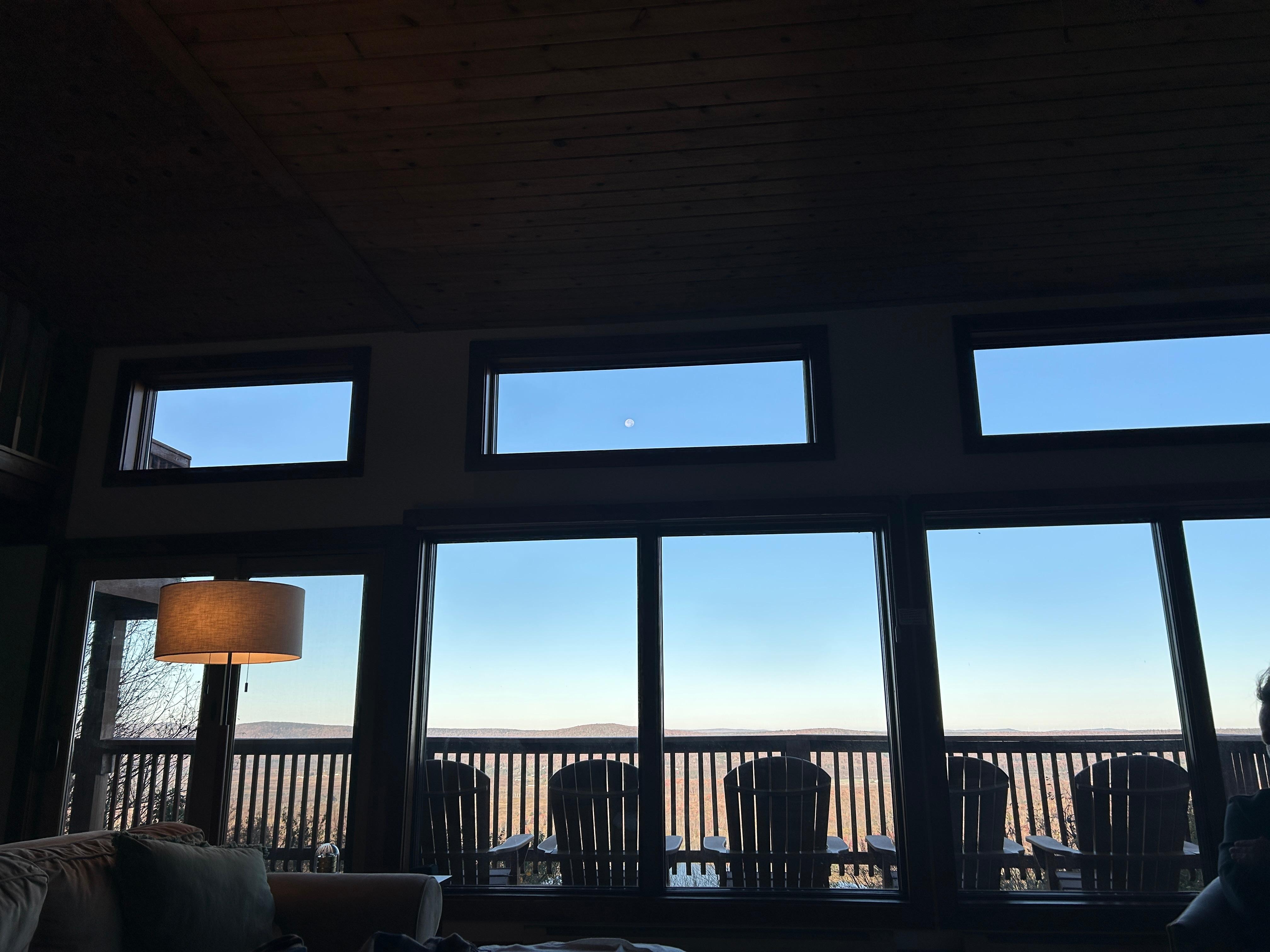 View from inside, looking out towards the deck. 