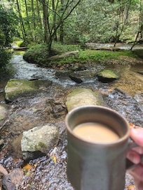 Even in June during a heatwave it was a little cool down by the creek so perfect place for a good cup of coffee.