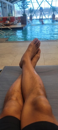 Chilling by the pool abt 13 degrees outside