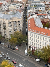 View of Lázár (street apartment is on) from top of St. Stephens