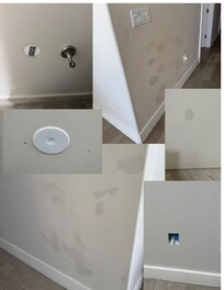 This is just a few pictures, the entire unit is a mess of scratches and dings. Missing toilet paper holder, I found that in a drawer. Random hole in the wall in the children's room. Just looks terrible. All the door frames are messy and scratched.