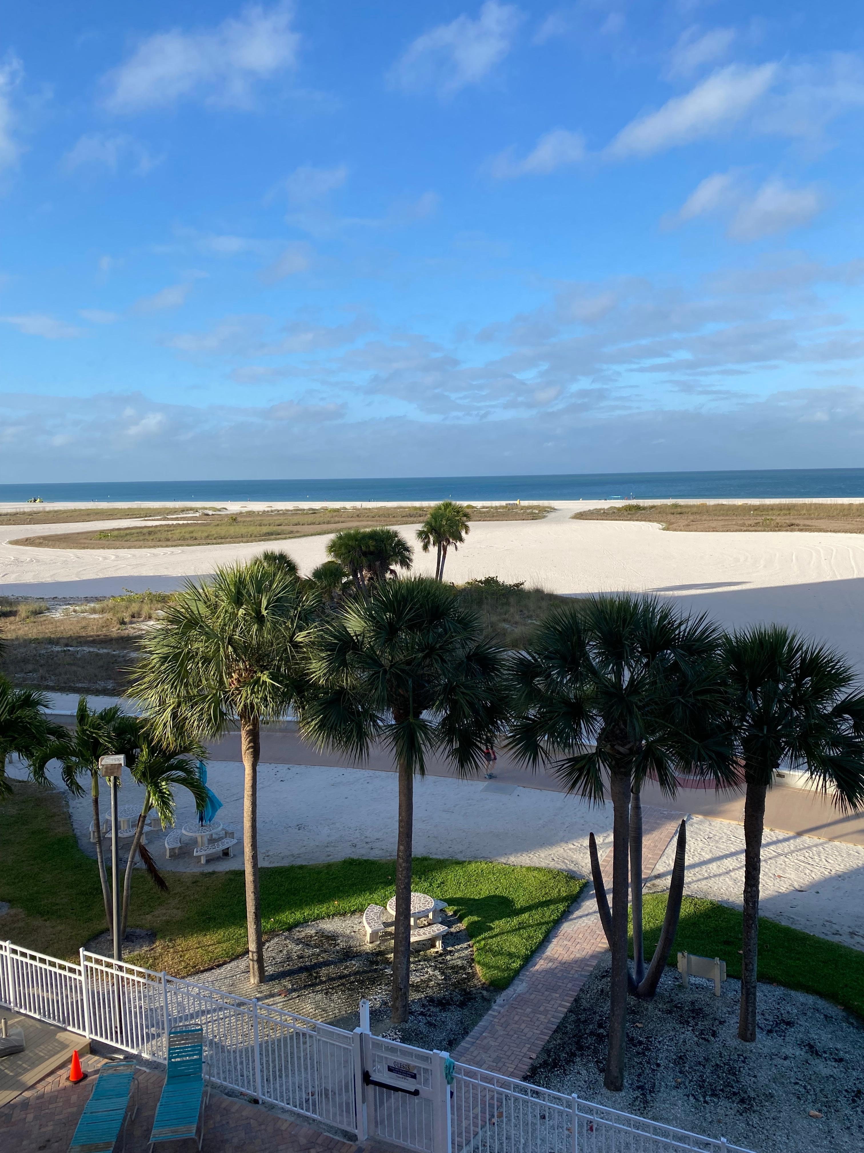 Beach view from condo balcony 