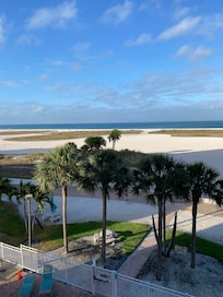 Beach view from condo balcony