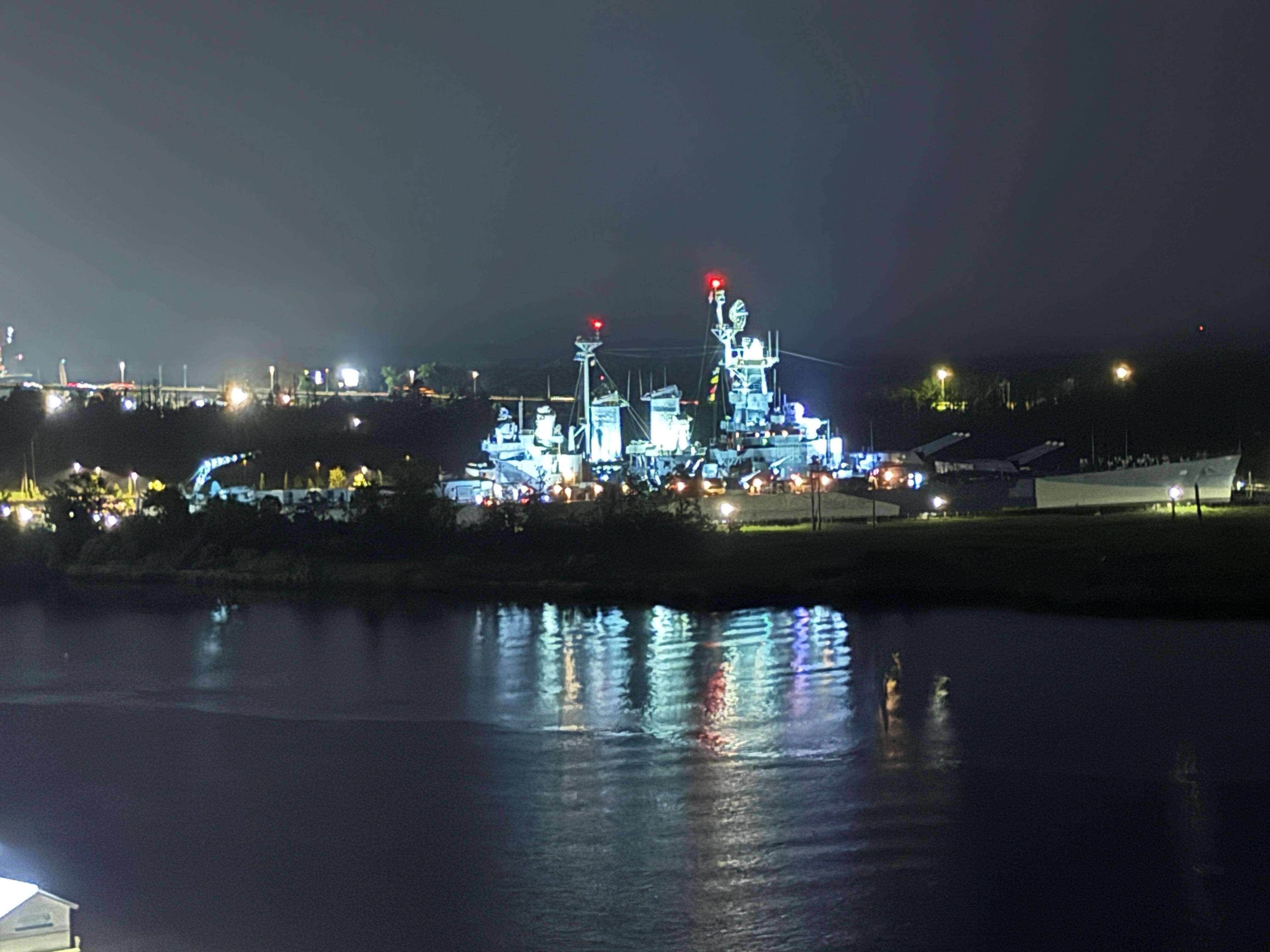View of USS North Carolina from the Cloud 9 Bar