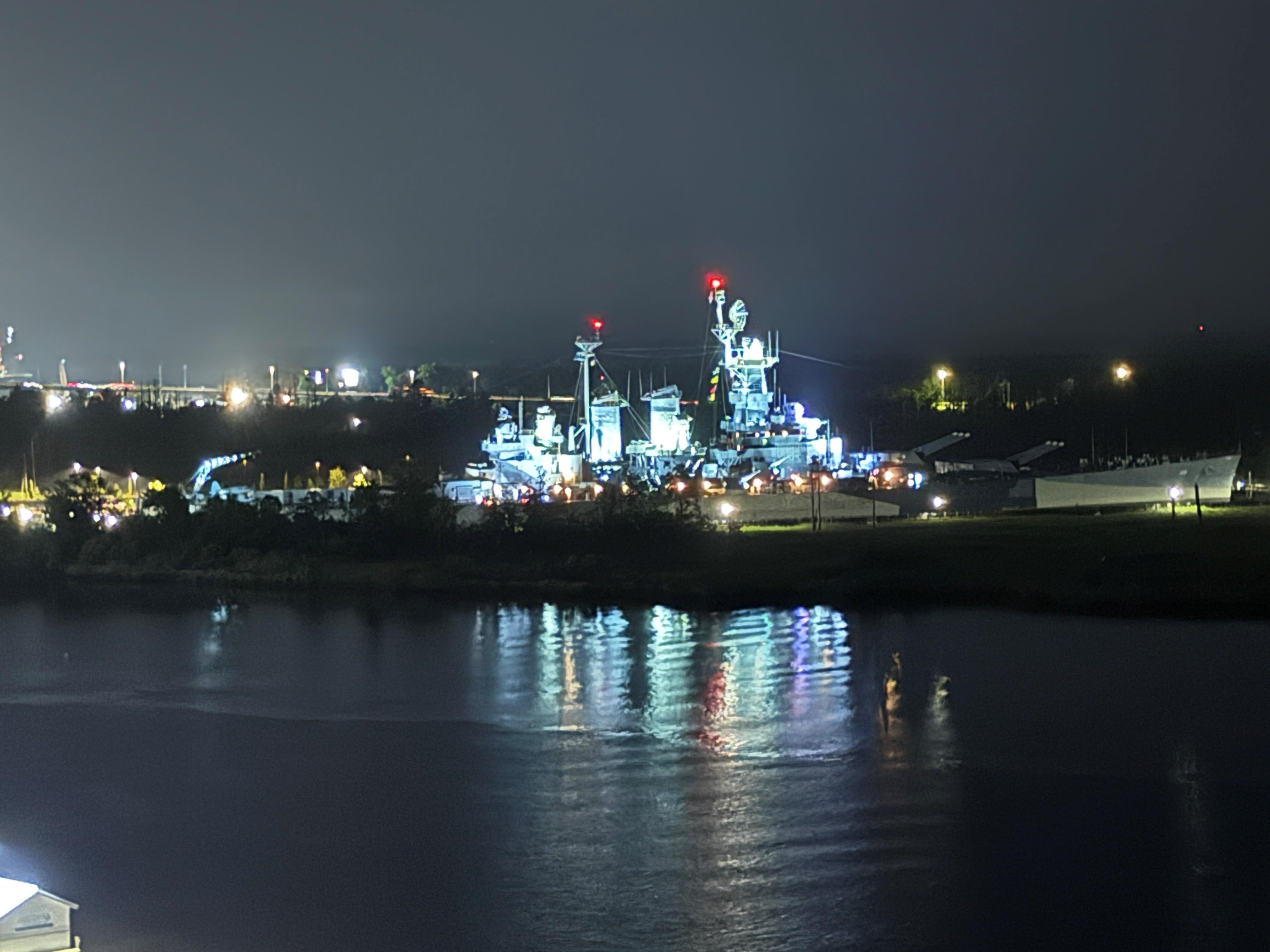 View of USS North Carolina from the Cloud 9 Bar