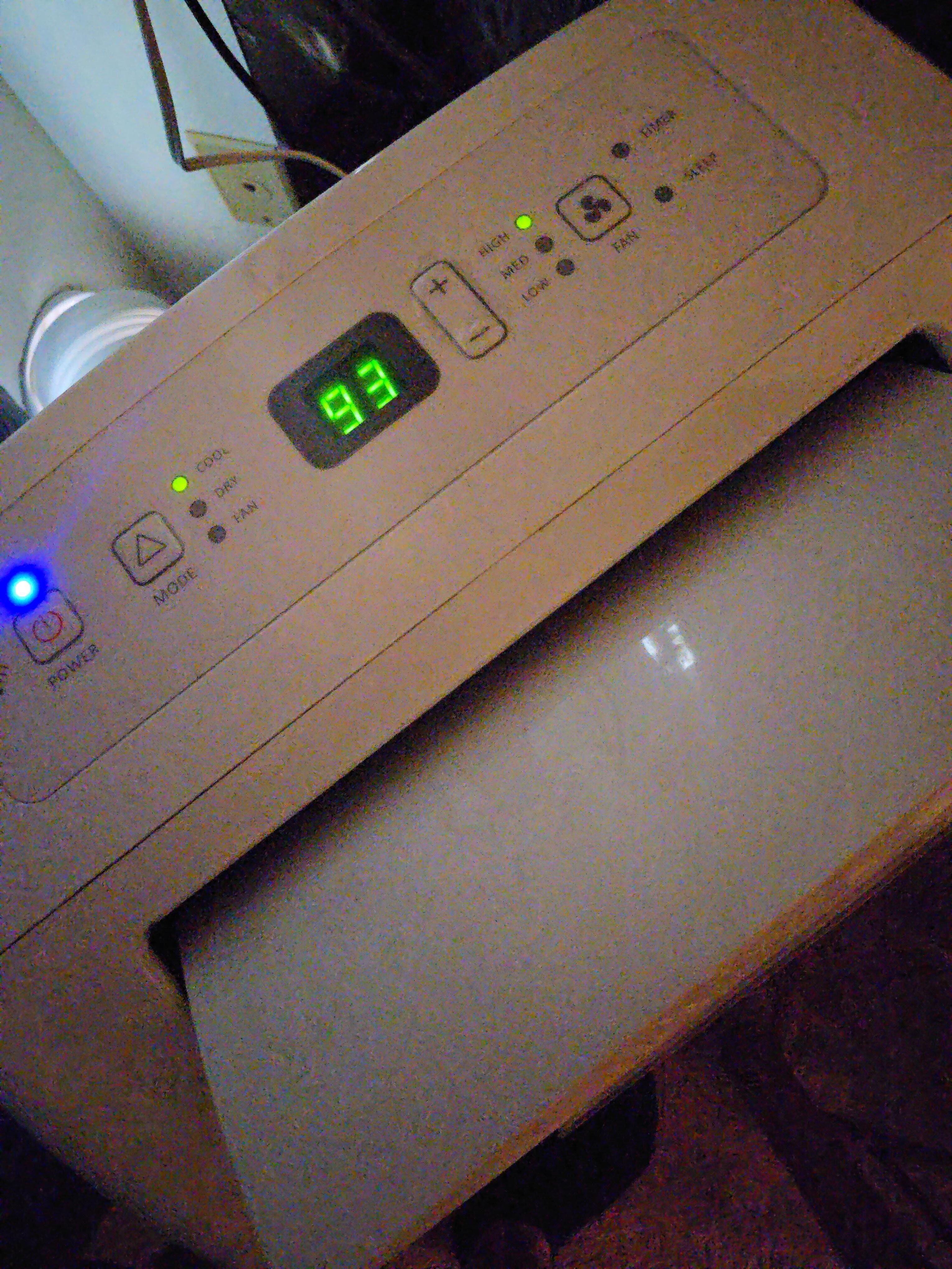 The temperature at 8pm the first evening 