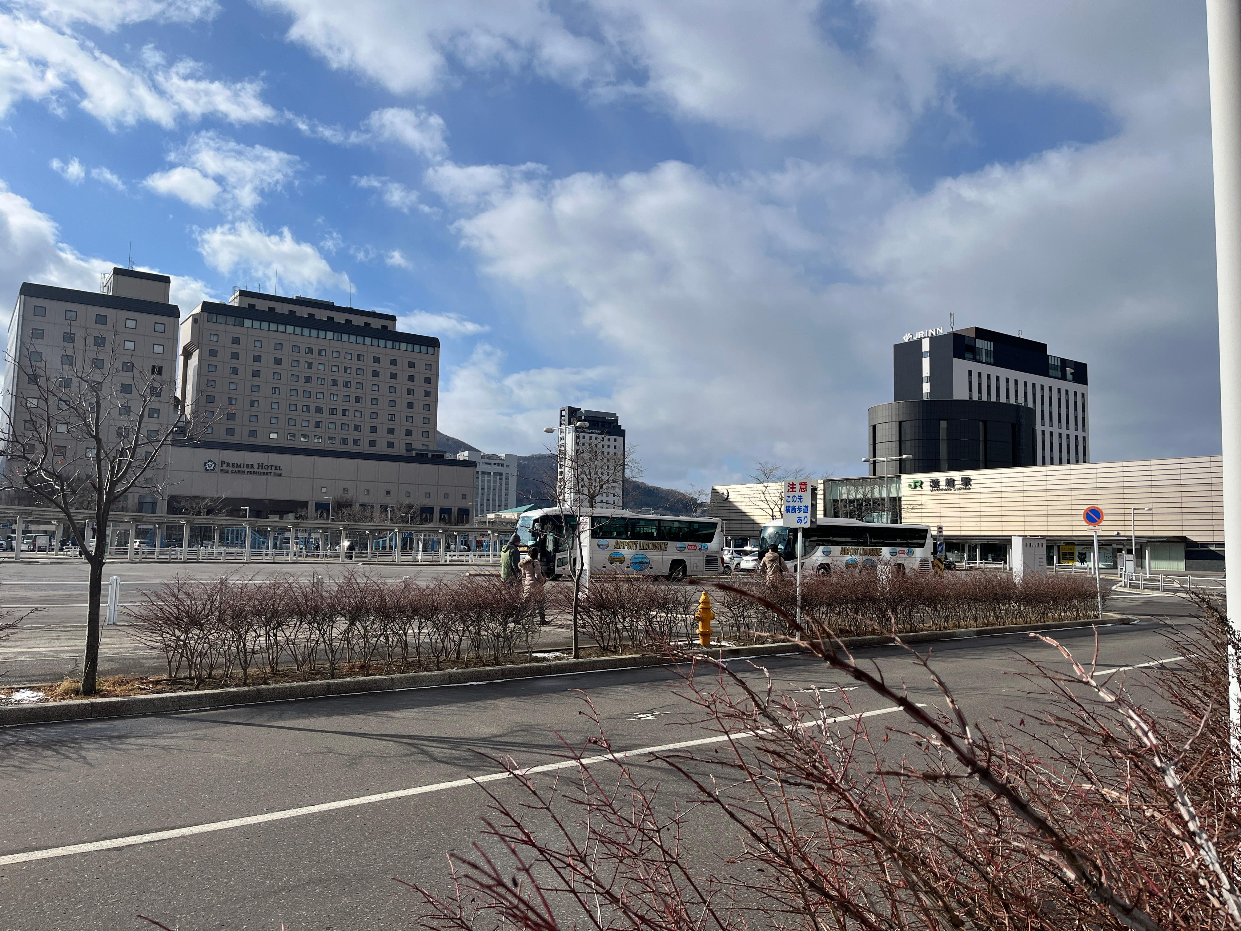 Road crossing to JR station and bus terminal
