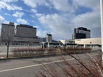 Road crossing to JR station and bus terminal