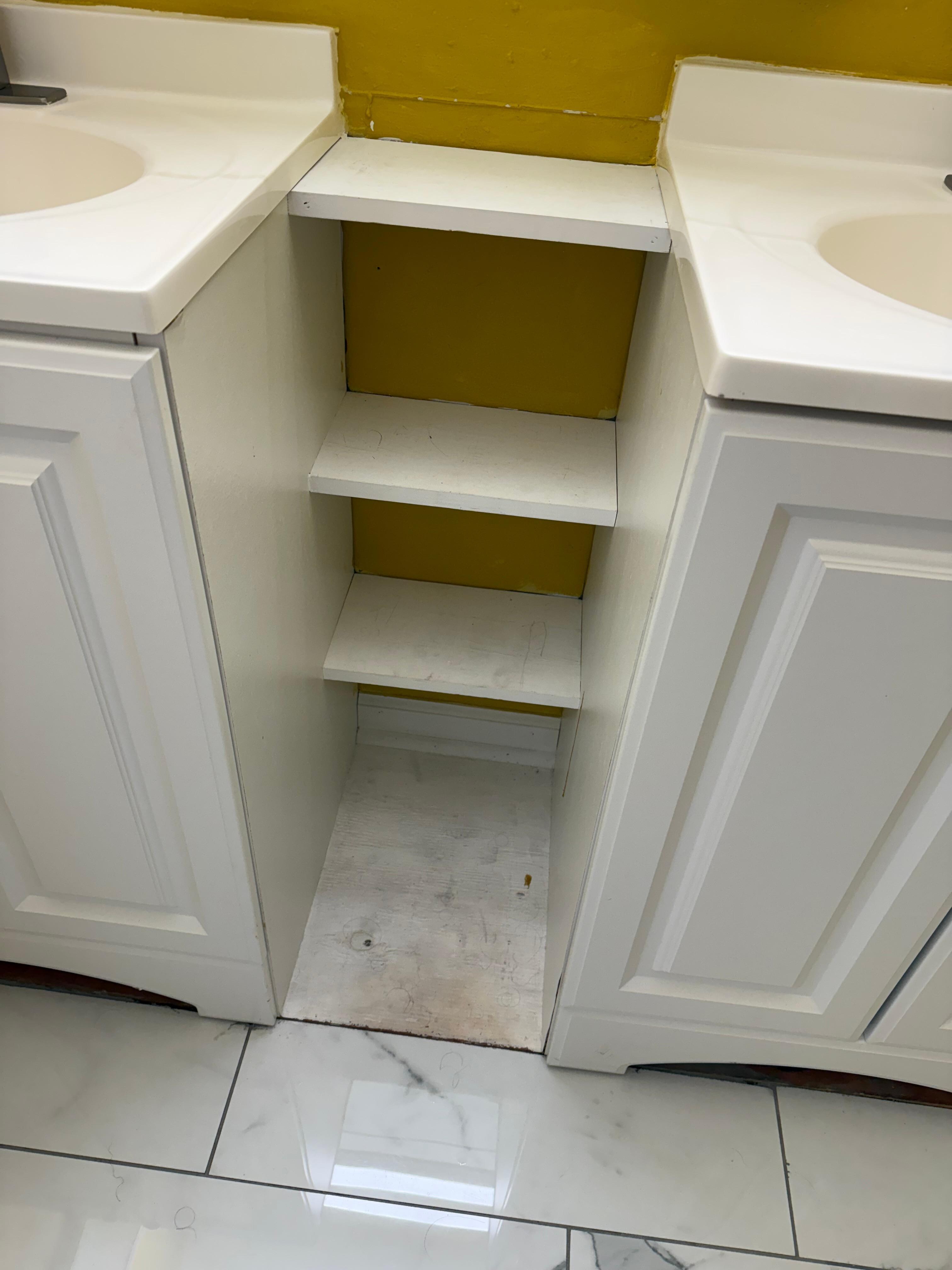 Master bath has very little workable space.