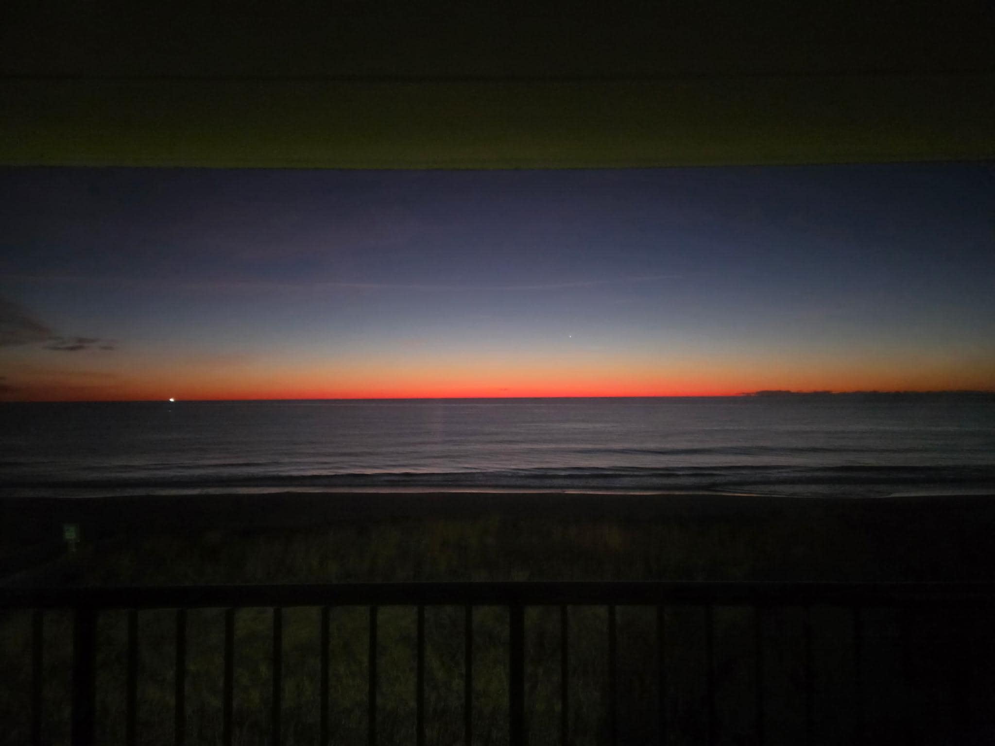 5:30 in the morning. The colors over the ocean were beautiful!