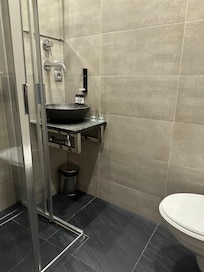 Small but clean and newly renovated bathroom.