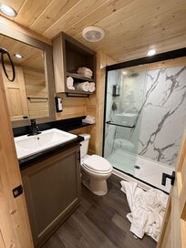 There was no shelf in the shower to put our items on.