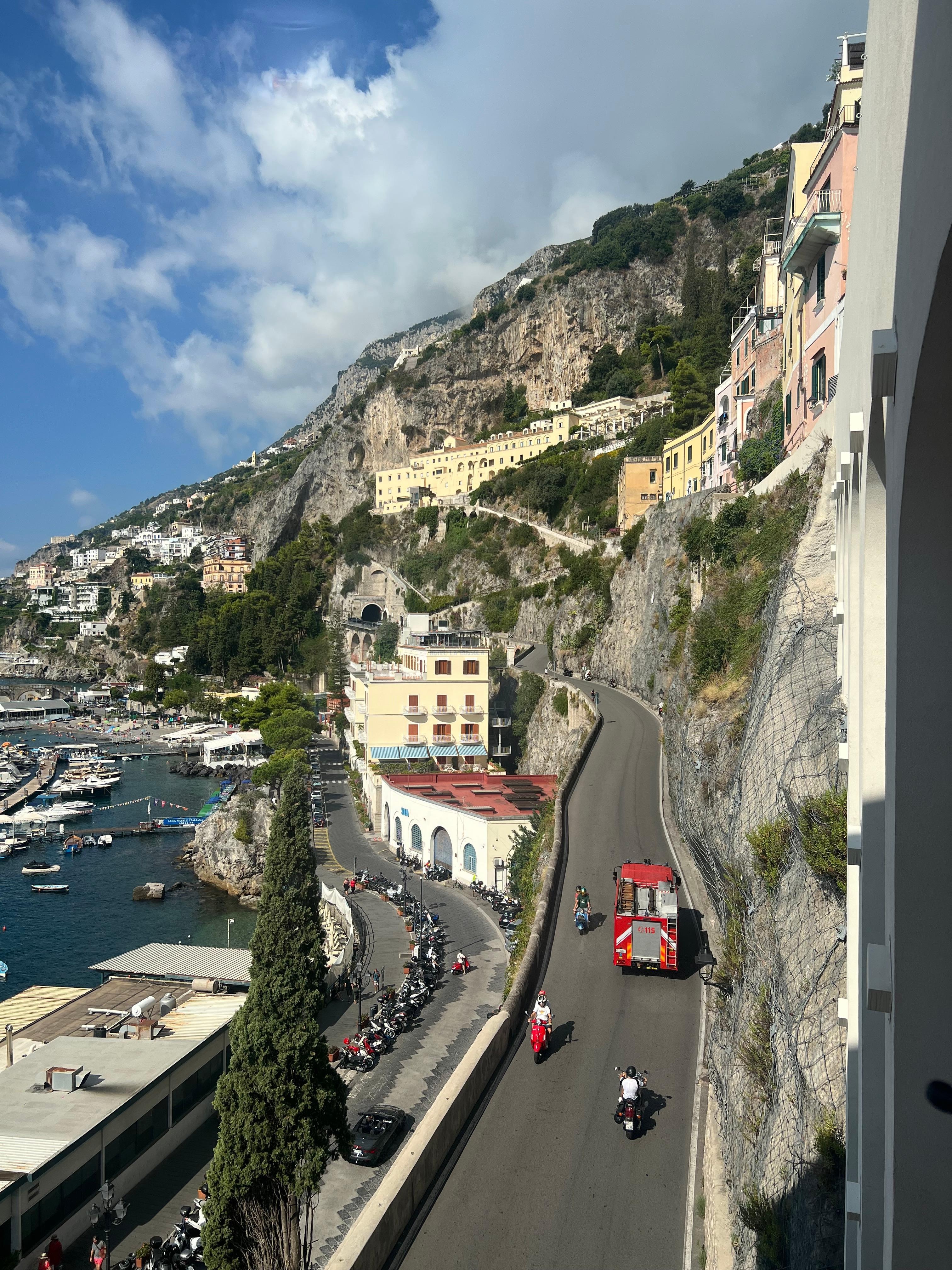 View from bathroom - green door entrance is off this road 