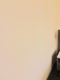 Stains and hair all over the walls.