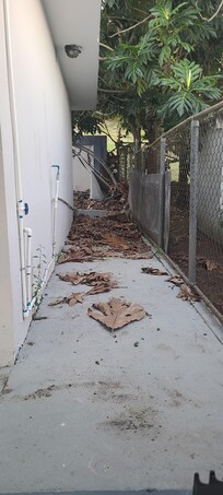 Unkempt yard where we had to sit outside